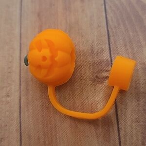 Pumpkin Halloween Straw Topper Silicone 10mm / 0.4 in Cap Accessory